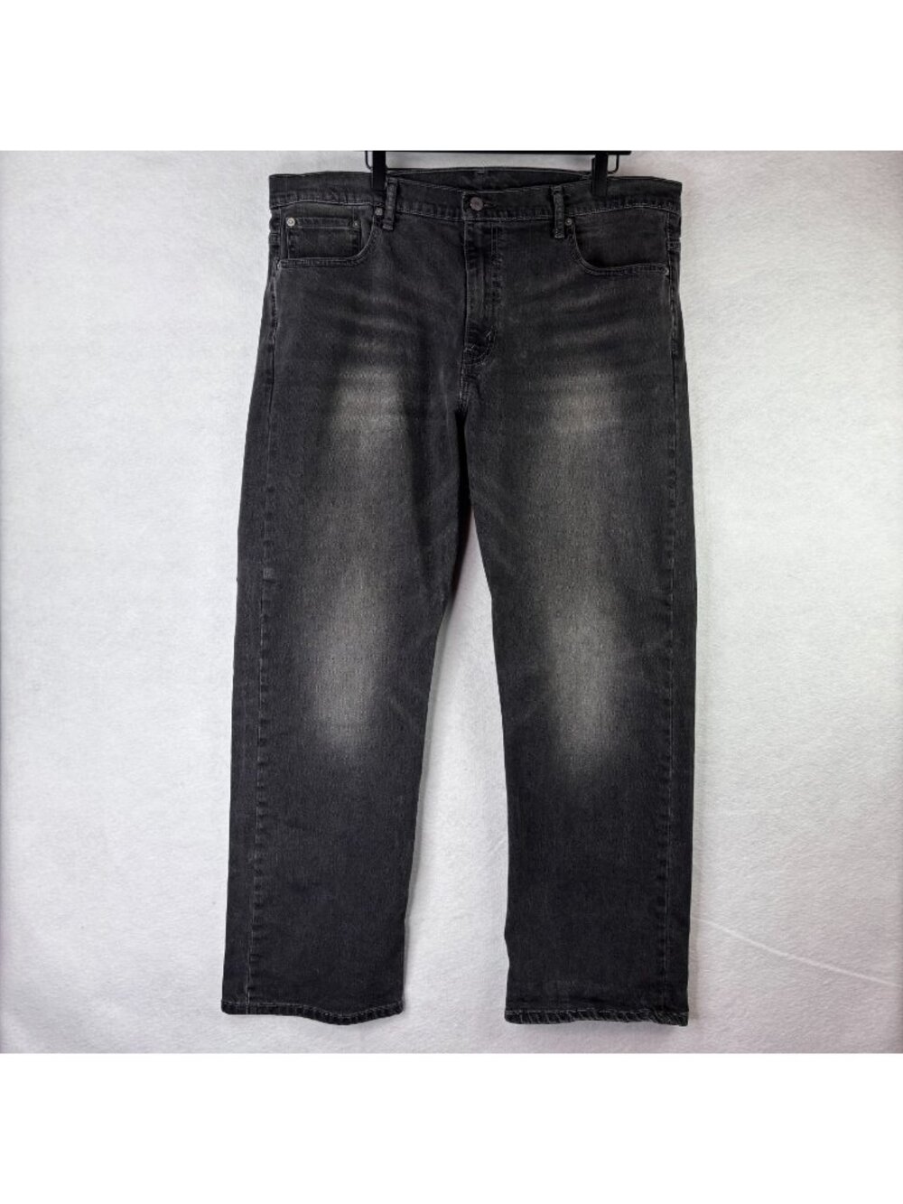 Levis 569 Jeans Mens 40x32 Black Distressed Loose Straight Leg Denim Pants